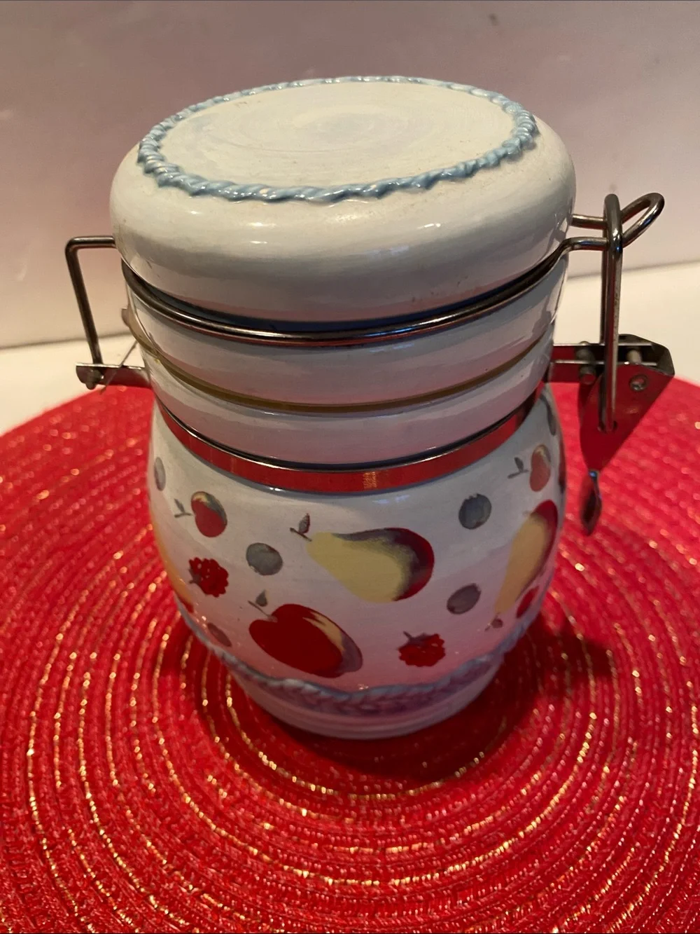 Vintage Ceramic Storage Canister with Hinged Lid